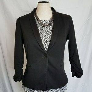 Olivia Moon Black Cotton Knit Everyday Blazer